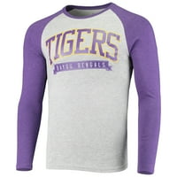 Машка сива LSU Tigers Ballpark Raglan маица со долг ракав