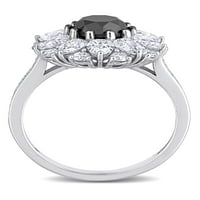 3- Карат Т.Г.В. Моисанит и 1- Карат Т.В. Црн дијамант 10kt Бело злато коктел прстен