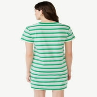 Бесплатно склопување женски мини фустан со маица со кратки ракави, големини XS-xxxl