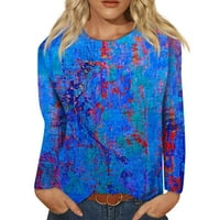 Строген Женски Моден Секојдневен Печатење Со Долги Ракави Кружен Врат Пуловер Врвна Блуза
