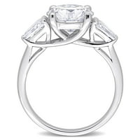 Miaенски Carat Carat T.G.W. Белиот создаден прстен за ангажман со 3-камен со 3-камен со стерлинг од 3-камен