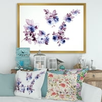 DesignArt 'Purple Wildflowers на бело I' традиционално врамен уметнички принт