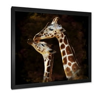 DesignArt 'Затвори на две жирафи што се бакнуваат со јас, образложени уметнички принт