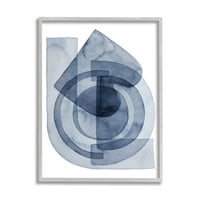 Stuple Industries слоевит сина непро opирна форма Централен круг Апстрактна сива врамена wallидна уметност, 20, дизајн по Грејс